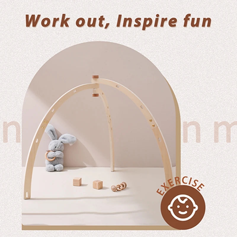 1Set Wooden Rattle Teethers Baby Toys Play Gym Mobile Newborn Sensory Structure Baby Nursing Gifts Handmade Stroller Accessories