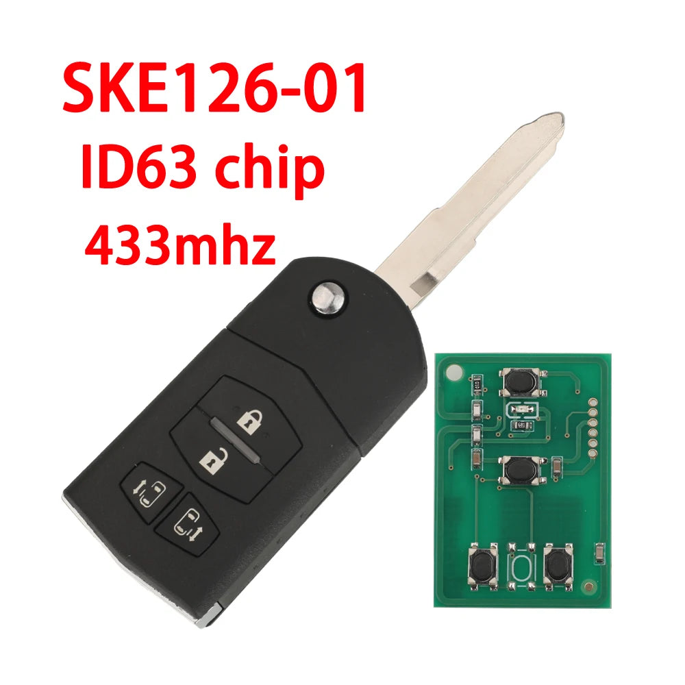 jingyuqin 4BT SKE126-01 433mhz ID63 Flip Car Remote Key For MAZDA 2 M2 Demio 3 M3 Axela 5 M5 Premacy 6 M6 Atenza 8 M8 MPV CX7