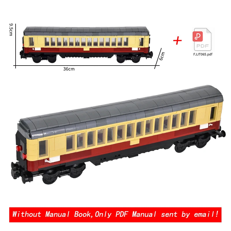 26cm Retro Double-Deck Passenger Train Car Building Blocks Model Green Gray Classic Train Display Toy for Hobbyists