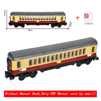 26cm Retro Double-Deck Passenger Train Car Building Blocks Model Green Gray Classic Train Display Toy for Hobbyists