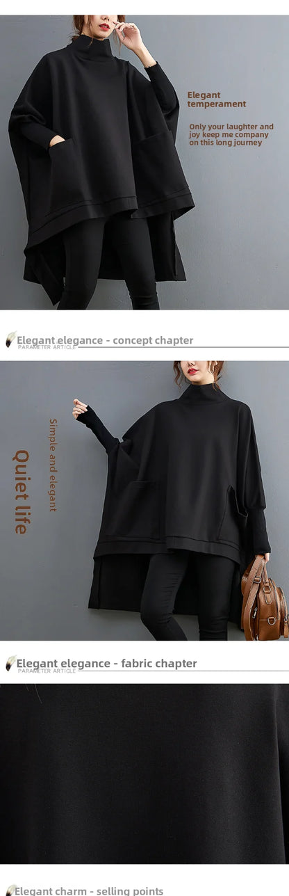 plus Size High Collar Casual Long Sve Sweatirt for plus Size Women Autumn Faion Comfortable Loose Fit Slimming Effect