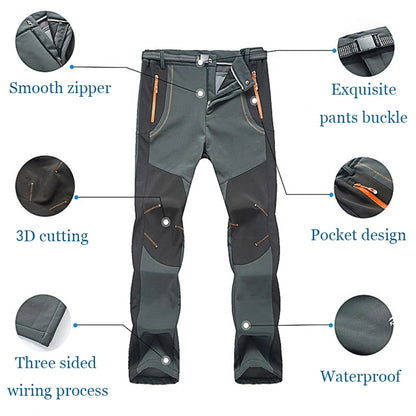 2024 Winter Fleece Hiking Pants Thick Warm Waterproof Trousers Windproof Outdoor Soft Shell Trousers Trekking Camping Ski Pants