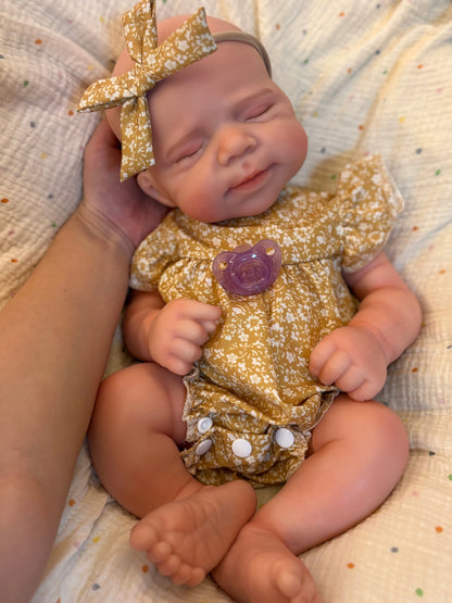 13 Inch Asleep Silicone Reborn Doll Can Open Mouth Baby Girl Doll Handmade Lifelike Newborn Doll For Birthday Gifts