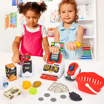 Simulation Electronic Cashier Register Toy Pretend Grocery Shopping Game With Light Sound For Boys Girls Age 3 To 8