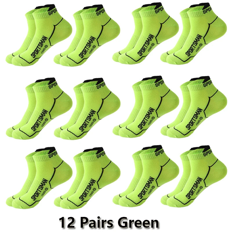 12 Pairs Summer Socks Men's Ankle Running Sports Socks Mesh Breathable Sweat Absorbent and Odor Fitness Low Cut Short Socks Thin