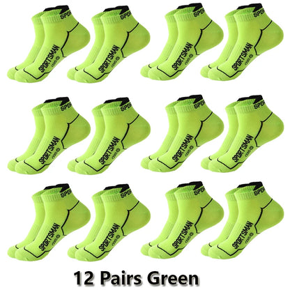 12 Pairs Summer Socks Men's Ankle Running Sports Socks Mesh Breathable Sweat Absorbent and Odor Fitness Low Cut Short Socks Thin