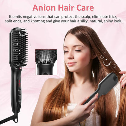 Hair Straightener Brush Comb Electric Hair Brushes Hot Comb Straightener For Hair Anti-scalding Ceramic Beard Straightener Brush