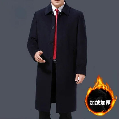 Autumn Winter 85% Cashmere Coat Men's Knee Long Woolen Jacket Business Casual Large Size Clothes Men Clothing Loose Warm Top 6XL