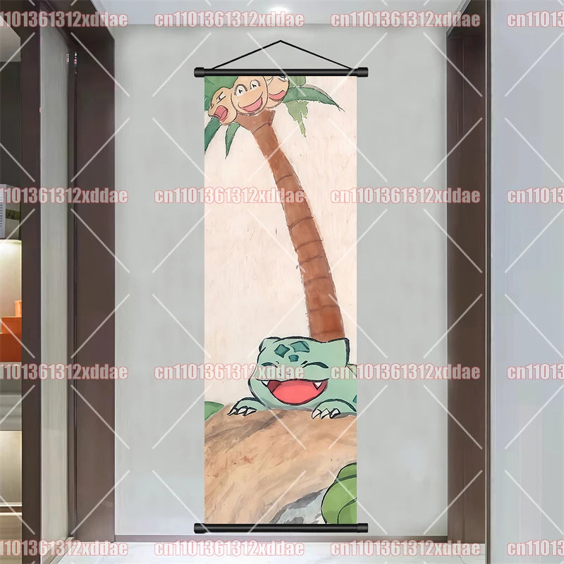 Pokémon Anime Poster Art Scroll Painting Rayquaza Pikachu Entei Squirtle Bulbasaur Gengar Snorlax Friends Children Holiday Gift