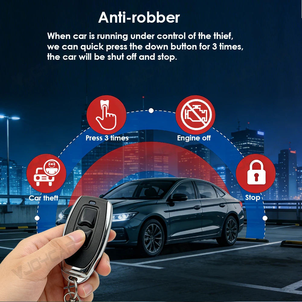 Vjoycar 2026 Newest Wireless Relay Car Lock Anti-theft Security Safety Alarm System Easy Installation No Damage to Car Circuit