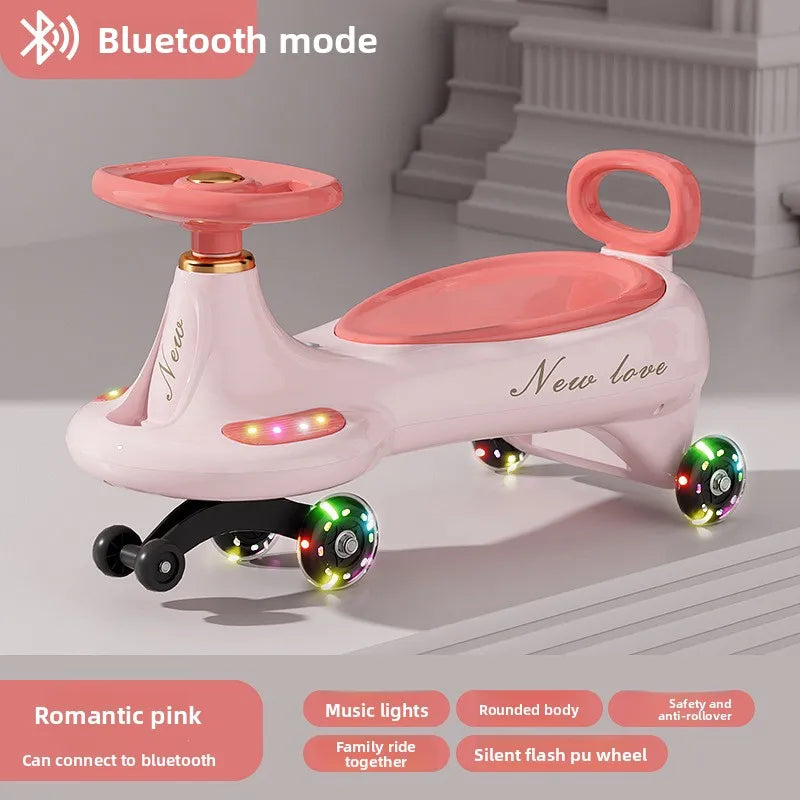 Kids Twist Car Ride Toy Silent Wheels Swivel Adult Seating Children's Wiggle Car Children Swinging and Twisting Car