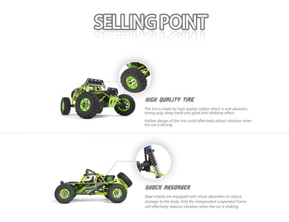 WLtoys 12428 1:12 4WD RC Racing Car High Speed Off-Road Remote Control Alloy Climbing Truck LED Light Buggy Boys Toys Kids Gift