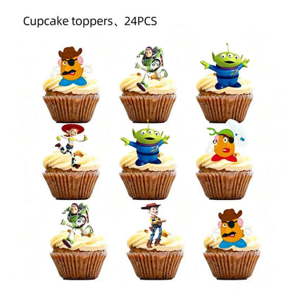 Toy Stories Theme Birthday Party DIY Decoration Toy Inspire Backdrop Hot Anime Cartoon Paper Plate Cup Birthday Party Supplies