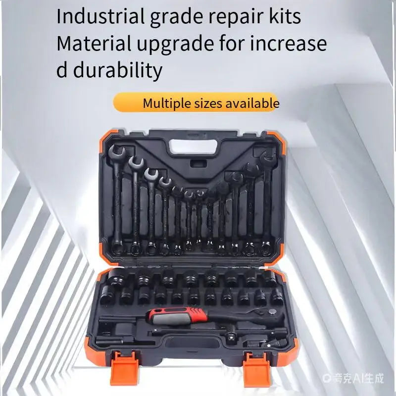 37-Piece Set Socket Wrench Automobile Repair Tool Combination Set Air-Powered Socket Wrench Kit for Automotive Maintenance