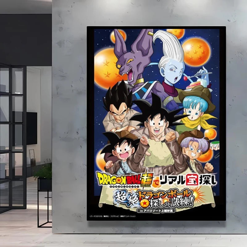 Dragon Ball Poster Super Saiyan Wall Art Goku Themed Painting Vivid Battle Design Durable Canvas Perfect for Anime Room Decor