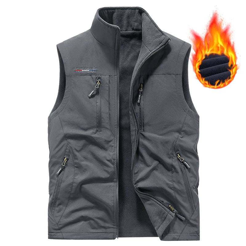 Men's Outdoor Sports Leisure Windproof Cold Proof Warm Vest for Autumn and Winter Comfortable Plush Warm and Fashionable Vest