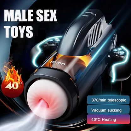 LETEN Automatic Male Masturbator with Sucking Thrusting Modes Heating Stroker Blowiob Machine LCD Display Adult Sex Toy for Men