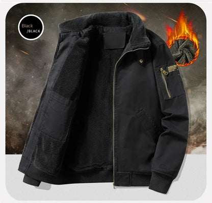 2025 New Jacket Pure Cotton Jacket Men's Plush Thickened Autumn and Winter Top Washed Workwear Casual Multi Bag Clothes