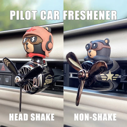 Rotating propeller plane pilot bear car air freshener accessories decoration vent outlet perfume fragrance diffuser ornament men