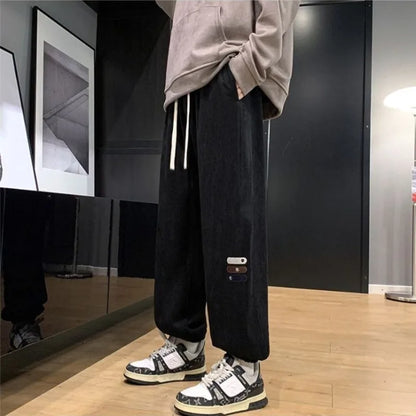 Hip-hop Men's Sweatpants Fleece-lined and Extra Thick Joggers Male Sports Pants Elegant New in High Quality Y2k Casual Trousers
