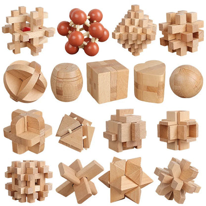 3PCS Set LuBan Lock Wooden Puzzle Brain Teaser IQ Test Toys Educational Mind Games For Adults Kids Unlock Interlock Game