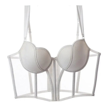 French Style Fishbone Corset Bra Set Push Up Thin Lingerie For Small Breasts Full Support Anti Sag Plus Size S-XL Sexy Underwear