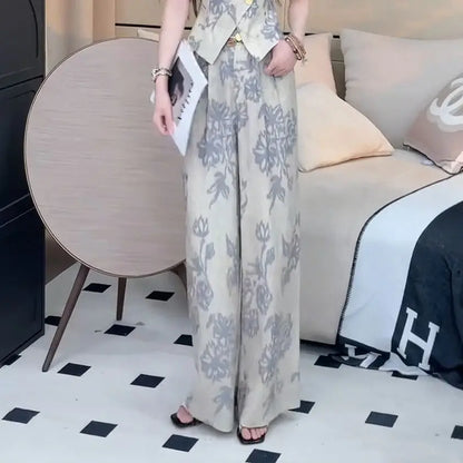 Retro Money Style Women's Summer New Design Sleeveless Outerwear Tank Top High Waist Casual Pants Two-Piece Set Trendy