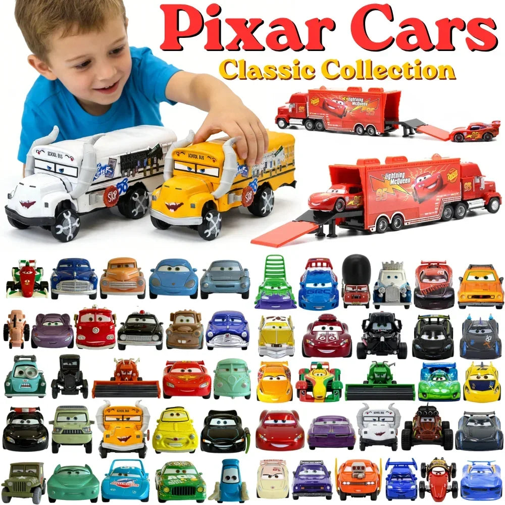 #NEW 53PCS Full-set Pixar Cars Lightning McQueen Fillmore 4-9CM 1：55 Metal Model Racing Car Toy Children's Birthday NEWYEAR Gift