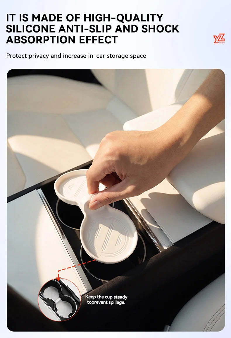 YZ For Tesla Model Y YL Juniper Model 3 Highland 2026 Console & Armrest Storage Box ABS Non-slip Mat Cup Holder Box Accessories