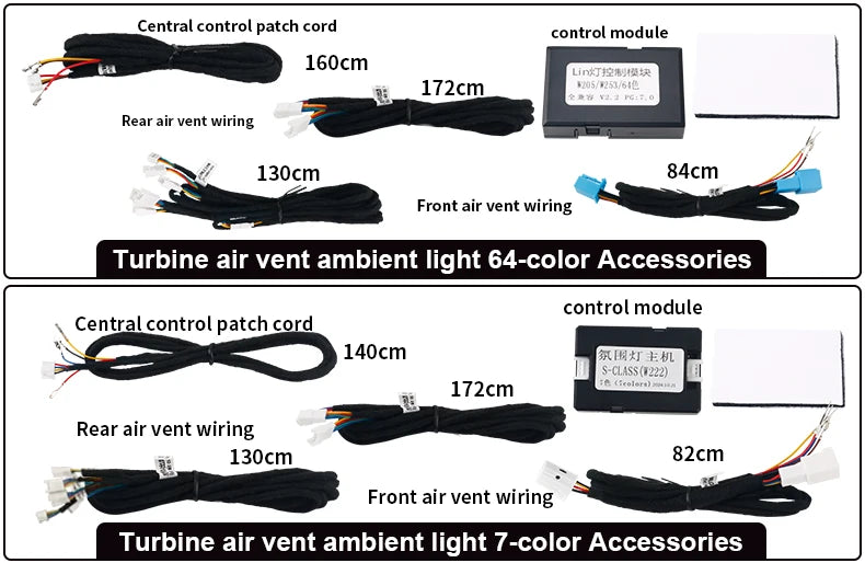 For Mercedes Benz W205 C-Class GLC X253 W213 E-Class W222 S-Class W117/W156/W176 CLA GLA Turbine Nozzle Air Vents Ambient Light