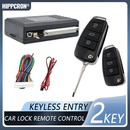 HIPPCRON Car Auto Remote Central Kit Door Lock Vehicle Keyless Entry System Car Central Lock 12V Universal with 2 Remote Control