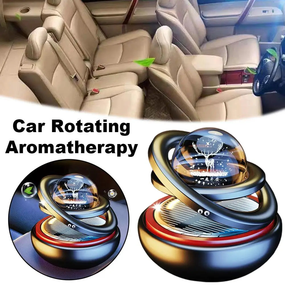 Car Solar Aromatherapy Ornaments Car Double Suspended Crystal Ball Rotating Aromatherapy Perfume Ornaments Creative Ornaments