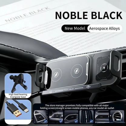 Rotation Universal 15W Car Phone Wireless Charger Holder Stand for Samsung Galaxy Fold 6 5 4 3 Z Flip S25 S24 iPhone 16 15