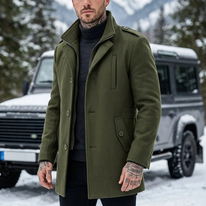 New Autumn-Winter Men's Double-Layered Trench Coat Multi-Pocket Windproof Design Business Casual to Streetwear Mans Wool Blends