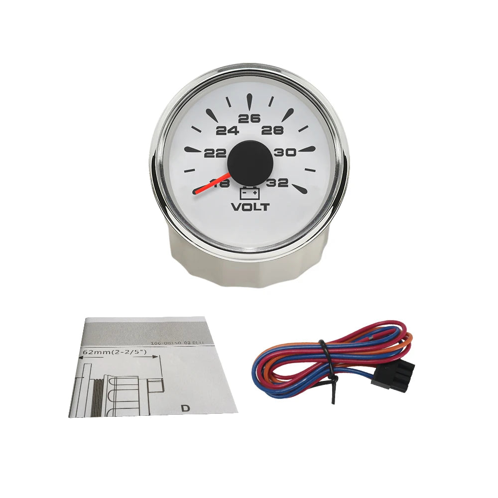 RHAXEL 2" 12V DC Voltmeter Volt Gauge 8-16V 16-32V 18-32V 9-32V with 8 Backlights for Car Boat Motor RV Truck