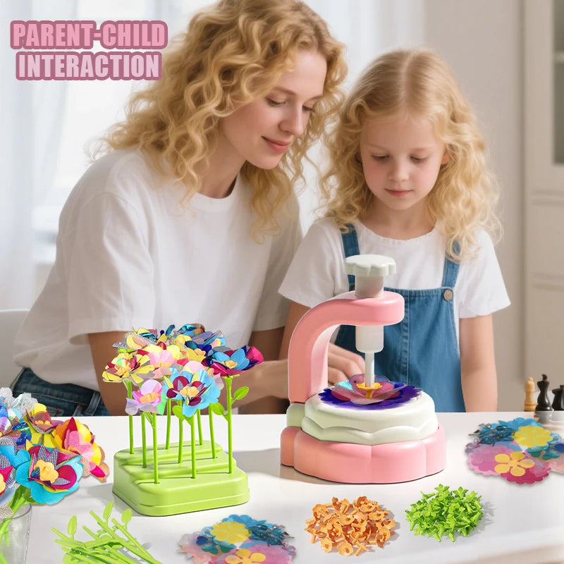 DIY Flower Craft Making Machine Kit for Kids - Creative Art & Handmade Toy, Parent-Child Interaction, Fine Motor Skills Training