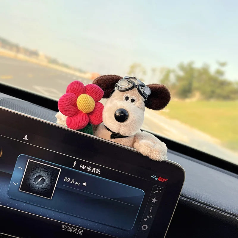 Cute Puppy Rearview Mirror Ornament, Lying Doll, Car Decoration, Central Control Screen Car Doll, Interior Accessories for Women