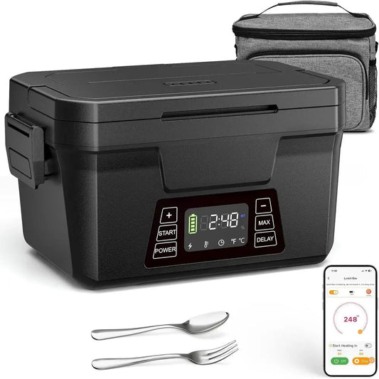 1.2L Portable Electric Lunch Box with APP Control, Rechargeable and Automatic Heating for Adults