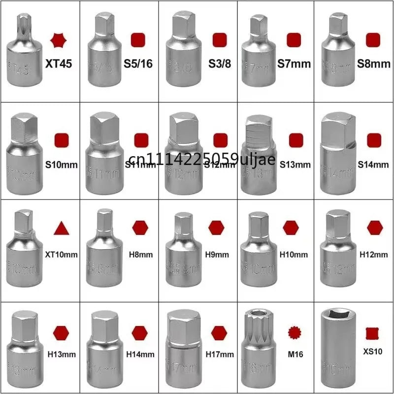 23Pcs Oil Drain Plug Key Set Oil Pan Screw Removal Socket Wrench Automotive Oil Change Tool Kit For Car Repair Maintenance