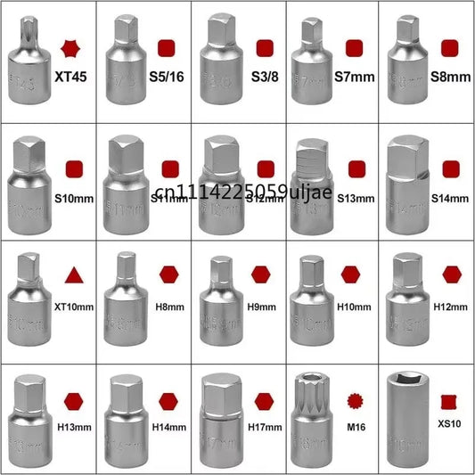 23Pcs Oil Drain Plug Key Set Oil Pan Screw Removal Socket Wrench Automotive Oil Change Tool Kit For Car Repair Maintenance