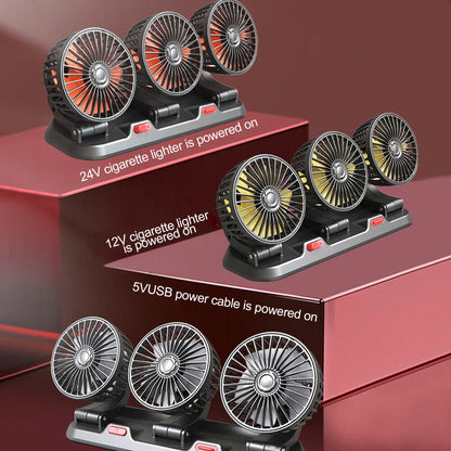 12v Automotive fan Car Fan 24v 360° Adjustable 3 Head Air Fan Low Noise Multifunctional Temporary Parking Card Auto Vehicles fan
