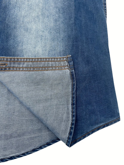Men's Denim Shirt Long Sleeve Fashion New Style Shirt Casual Jacket High-end Feeling Double Pocket Washed Denim Shirt Turn-down