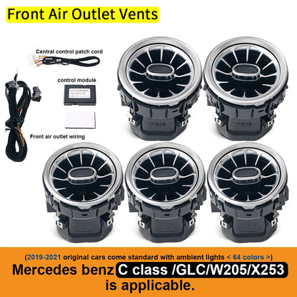 For Mercedes Benz W205 C-Class GLC X253 W213 E-Class W222 S-Class Air Vents RGB Ambient Light Turbine Nozzle Decorative Lighting