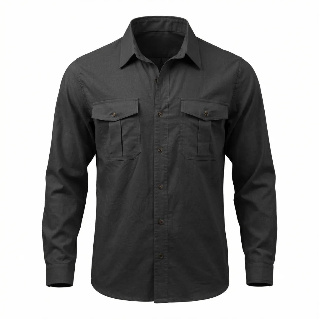 Comfortable Men's Shirt Loungewear Thin Lightweight Cotton Long Sleeve Top Shirts Solid Color Casual Business Chest Pocket Male
