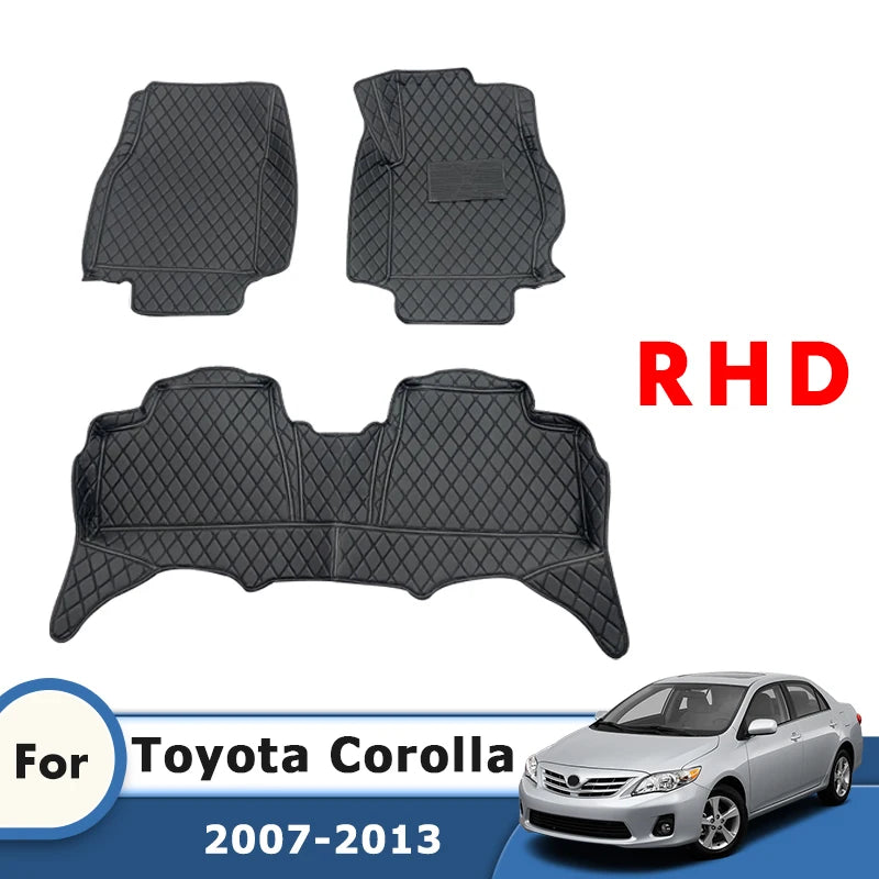 RHD Car Floor Mats For Toyota Corolla X 10th E140 E150 2007 2008 2009 2010 2011 2012 2013 Carpet Rug Auto Interior Accessories