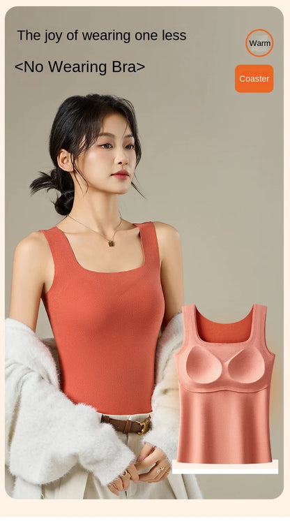 M-2XL For 40-75kg German Velvet Thermal Tank Top Women With Chest Pad Autumn and Winter Thickened Seamless Underwear