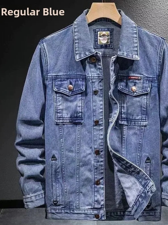 Men's Fashionable Thickened Fleece Lined Slim Fit Denim Jacket Autumn Winter Warm Stylish Workwear Top Quality Chinese Produc...