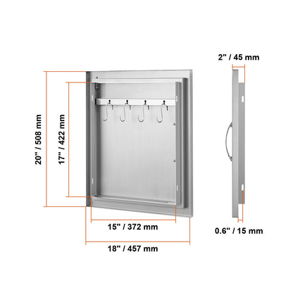 SucceBuy BBQ Access Door Stainless Steel Flush Mount Door Wall Vertical Door w/ Recessed Handle Grilling Station Outside Cabinet