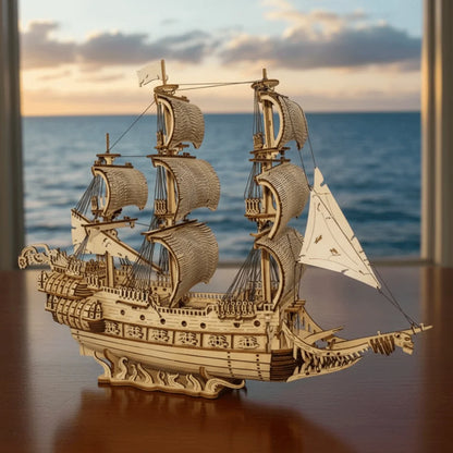 Wooden Material Dutch Ship 3D Puzzle 3D Construction Children Gits Wooden Model Kit Classic Ship DIY Assembled Model