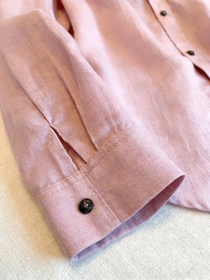 Ladies' Soft Wind Purple Embroidered Loose Fit Thin Shirt Stand Collar Spring Autumn Lazy Style Versatile Comfortable Blouse